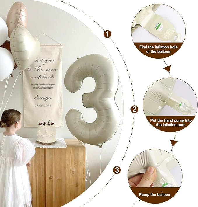 Cream Birthday Two Balloons Number, Balloon Numbers 2nd for Girl Boy Baby Shower, Numbers 40 Inch for 2 12 22 2025 Graduation Party Wedding Anniversaries Celebration