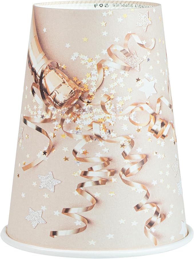 Restaurantware-Restpresso 12 Ounce New Year’s Eve Party Cups, 400 Hot Cups With Plastic Lids - Rolled Rim, Single Wall, Disposable Paper Coffee Cups, Sustainable, Serve Hot And Cold Drinks