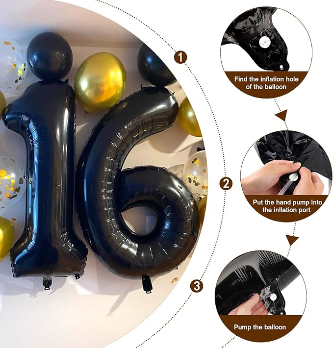 1 Balloons Number for First Birthday, Balloon Numbers 40 Inch, Black for Baby Shower, Big Baloon for 1 11 12 13 16 18 21 Birthday Wedding Anniversaries Party