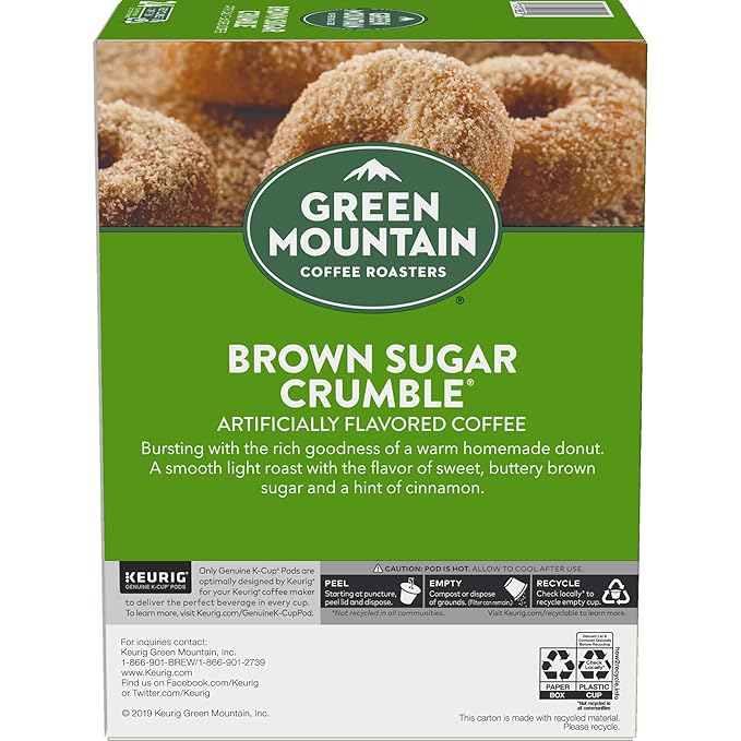 Green Mountain Coffee Roasters Brown Sugar Crumble Keurig Single-Serve K-Cup Pods, Medium Roast Coffee, 96 Count (4 Packs of 24)
