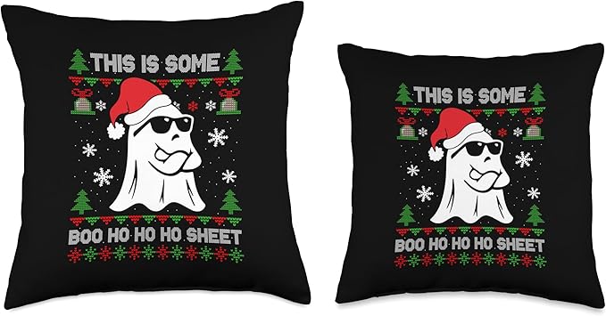 This Is Some Boo Sheet Funny Christmas Ghost This Is Some Boo Ho Sheet Halloween Ghost Funny Christmas Throw Pillow, 16x16, Multicolor