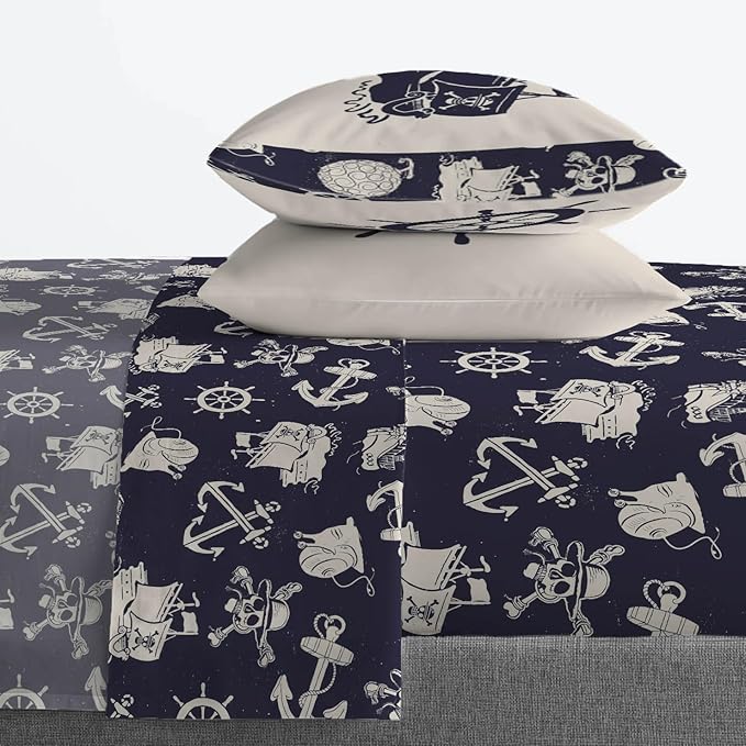 Jay Franco Kids Sheet Set with Fitted, Flat Sheets & Pillow Cover - Ultra-Soft Bedding with Pillowcase for Room Decor, Blue - One Piece, 4 Piece Full