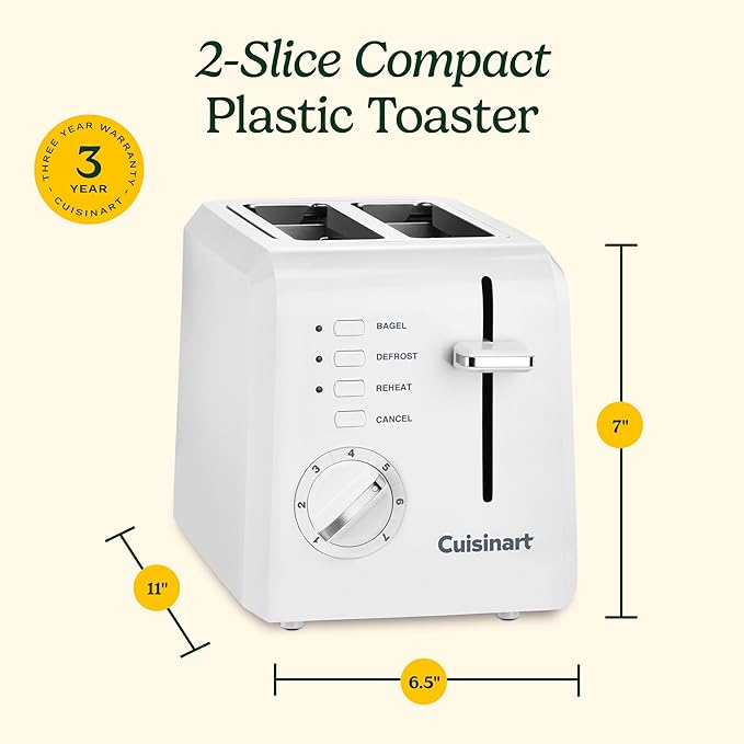 Cuisinart 2-Slice Toaster,Compact,White,CPT-122,(Pack of 4)