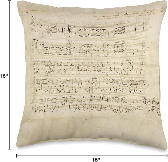 Handwritten Sheet Music of Heroic Polonaise by Chopin Throw Pillow