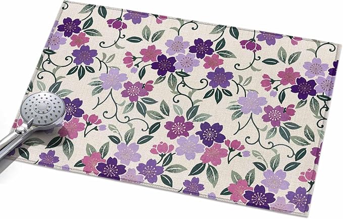Area Rug 2x3ft, Watercolor Country Flowers Washable Rugs for Living Room Bedroom, Plum Blossoms on Linen Soft Non-Slip Area Rugs Rectangle Floor Carpet for Dining Room