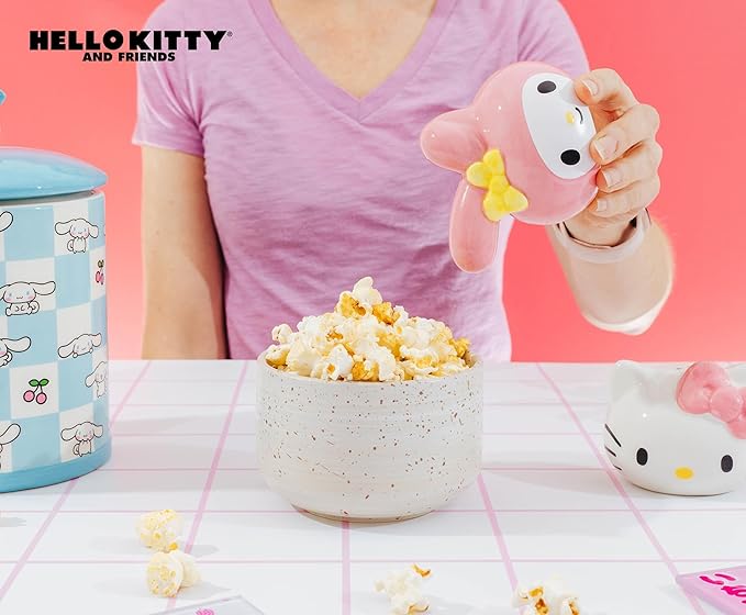 Silver Buffalo Sanrio Hello Kitty And My Melody 3D Sculpted Ceramic Salt and Pepper Shaker Set
