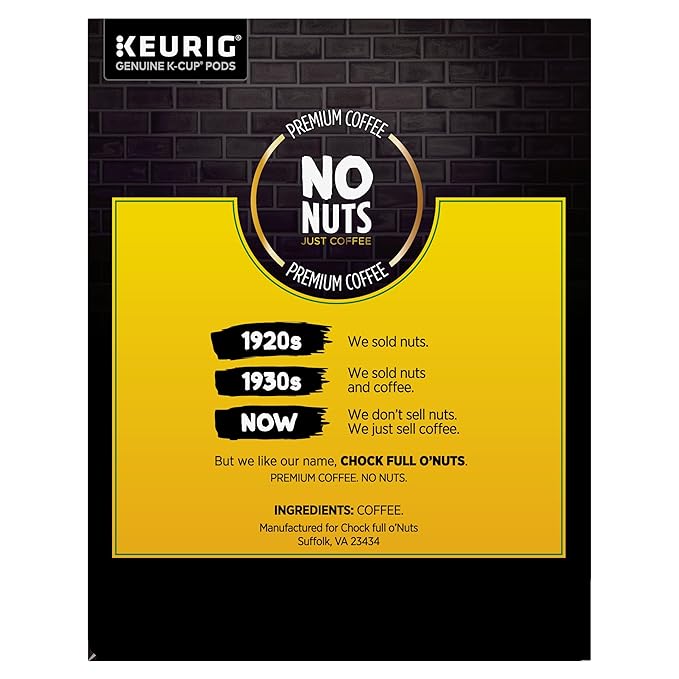 Chock Full o' Nuts Heavenly Original Keurig K-Cup Pods for Keurig Brewers – Premium Arabica, Medium Roast – Single Serve – 1 Pack of 48 K-Cup Pods
