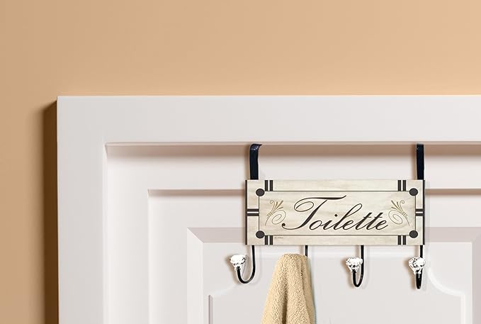 Stupell Home Décor Toilette Over The Door Hanger, 12 x 10.5 x 2, Proudly Made in USA