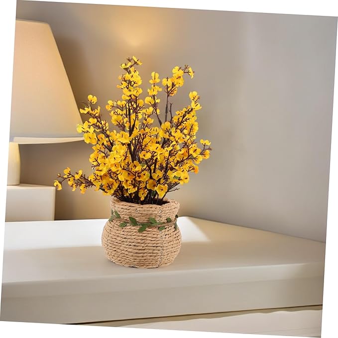 Luxshiny Woven Flower Basket Vase Handmade Decorative Floor Vase with Nordic Design for Organizing Items Unique Tabletop Planter for Living Room Study Room