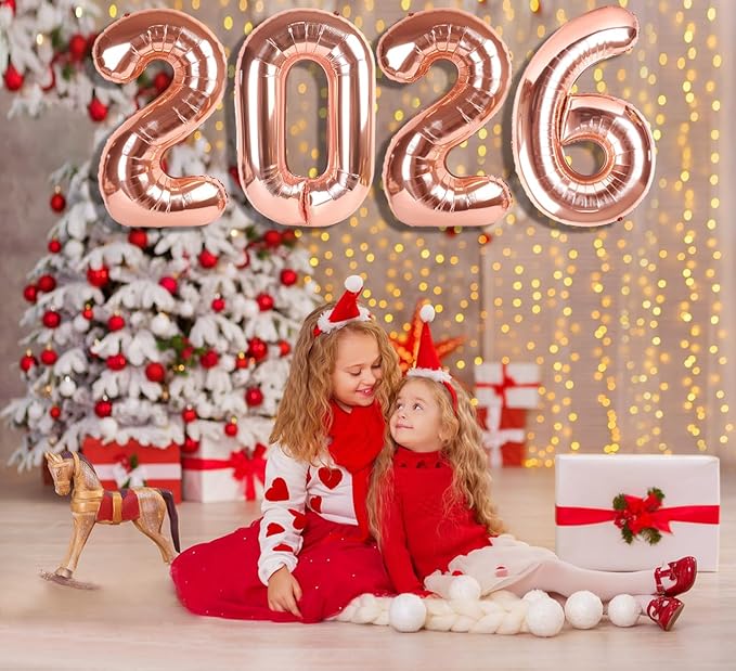 Number 2026 Balloons 40 Inch, Rose Gold Happy New Years Eve Party Decorations, Big Number Balloons for 26 20 for Women Men Birthday Wedding, Anniversaries, Celebration
