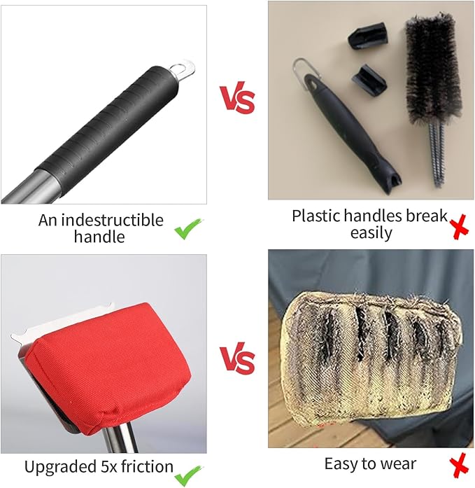 XUDAKAIXIN Grill Brush Bristle Free,BBQ Replaceable Scraper Cleaning Head,Safe Grill Accessories for Cast Iron Grates/Porcelain/Weber Gas/Charcoal Grill,Grill Brush for Outdoor Grill-Red