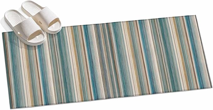 Runner Rug for Bedroom Hallway, Minimalist Vertical Stripes Kitchen Runner Rugs Area Rug 2x6ft, Retro Boho Lines Washable Soft Floor Carpet for Entryway Stair