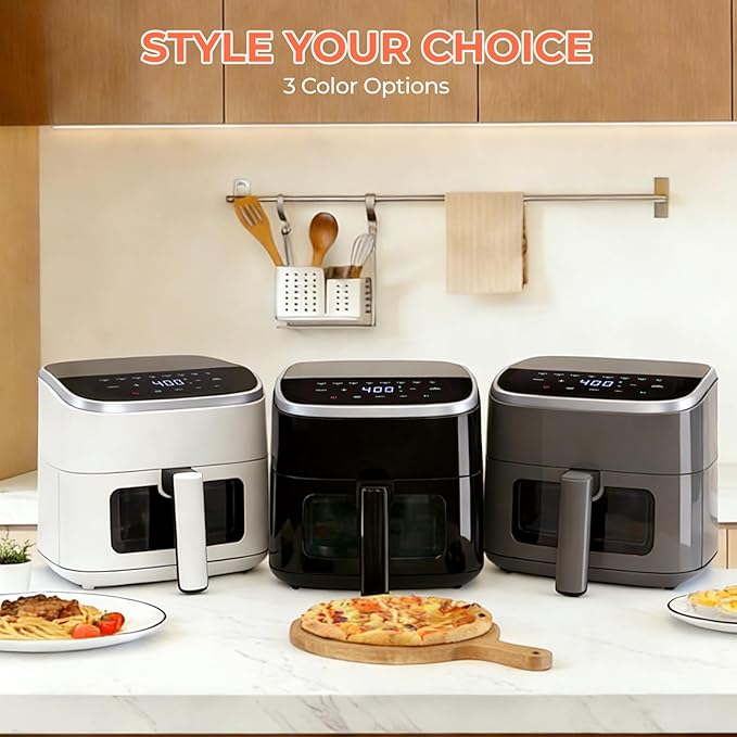 NEWBULIG Air Fryer,4QT Small AirFryer with Easy View Window and Interior Light, Digital Touchscreen with 8 Presets for Custom Cooking, Nonstick and Dishwasher Safe Basket, Black