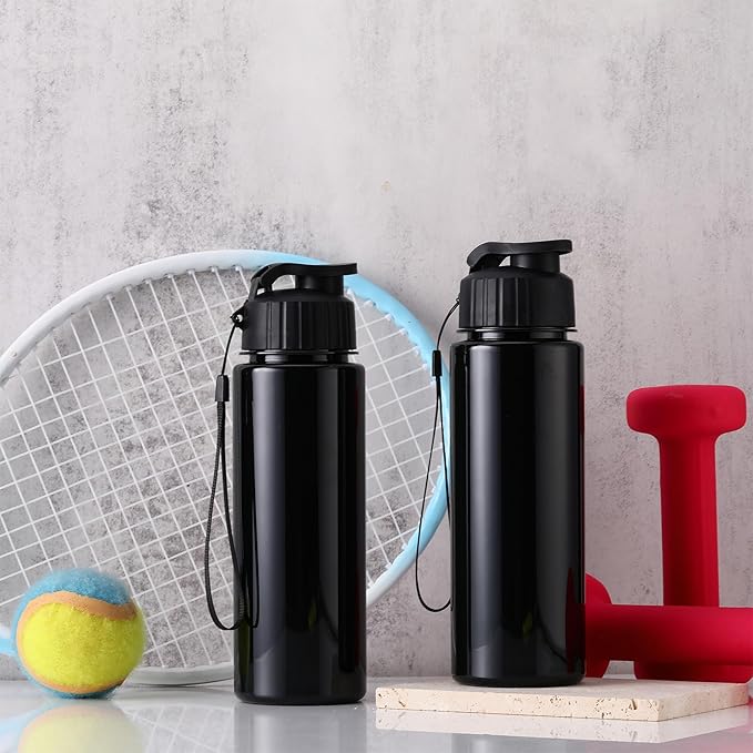 Mifoci 20 Pieces Water Bottle Bulk 17 oz Plastic Water Bottles Bulk Gym Sports Adults Reusable Large Bottles with Leak Proof Flip Top for Party Outdoor (Solid Black)