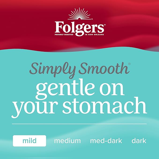 Folgers Simply Smooth Ground Coffee, Mild Roast, 23 Ounce Canister