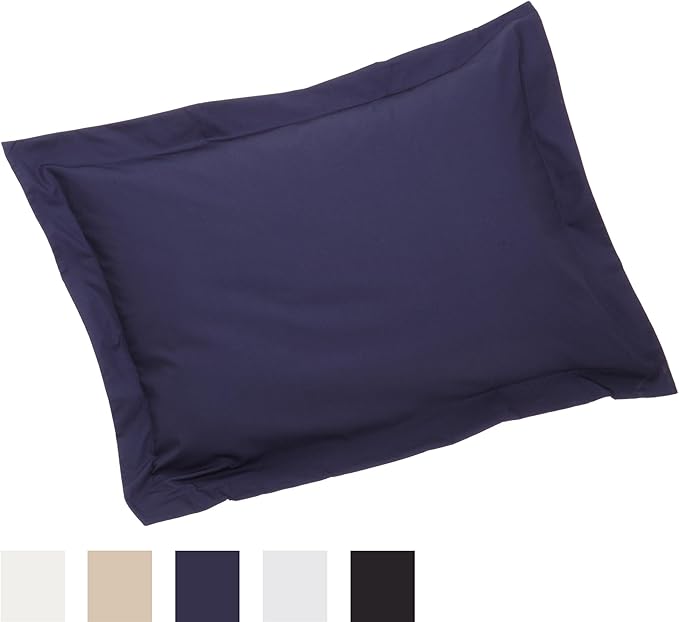 FRESH IDEAS Poplin Tailored 2-Pack Pillow Sham, King, Navy