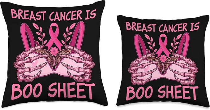 Breast Cancer ist Boo Sheet Halloween Wife Women Pink Throw Pillow, 18x18, Multicolor