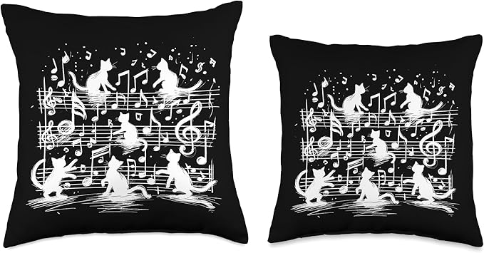 Cat Sheet Music Cute Animals Classic Musician Player Funny Throw Pillow