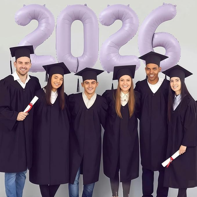 Pastel Purple 2026 Balloons, 40 Inch 2026 Number Balloon Foil New Year Balloon Numbers for New Years Eve Party Graduation Party Decoration