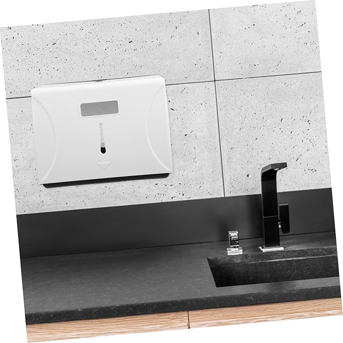 SOLUSTRE Wall-Mounted Paper Towel Dispenser High Capacity Holder for Bathroom Kitchen Office Commercial Spaces Touchless Design White Finish Accommodates Paper Towels