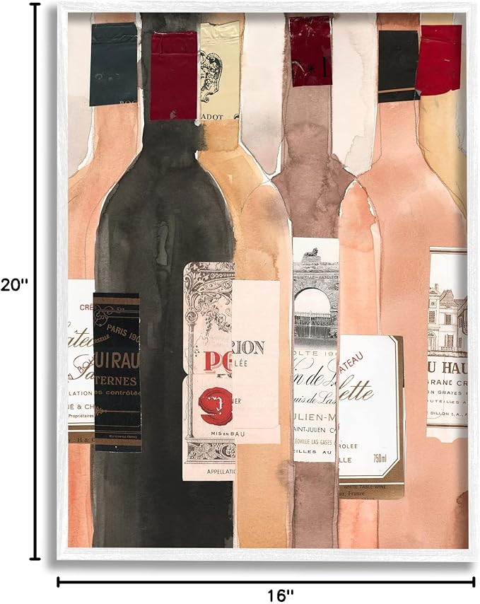 Stupell Industries Timeless Labeled Wine Champagne Bottles Vintage, Design by Samuel Dixon