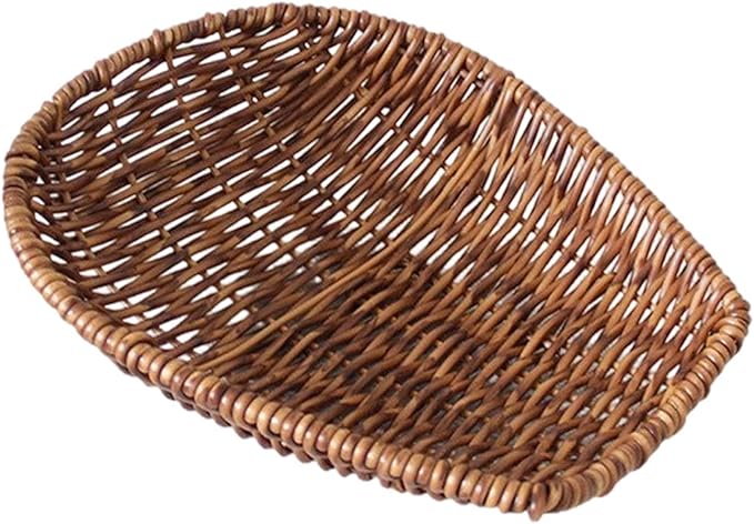 Generic Imitation Rattan Basket for Organizing Bin Multifuctional Organizer,Snack Storage Vanity Tray for Coffee Table, Bar, S