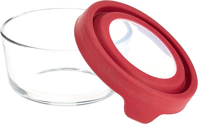 Anchor Hocking TrueSeal Glass Food Storage Container with Airtight Lid, Cherry, 2 Cup