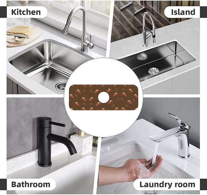 Chocolate Squares Cake Printed Faucet Absorbent mat, Suitable for bathrooms, Kitchens, and Other Sink Areas.