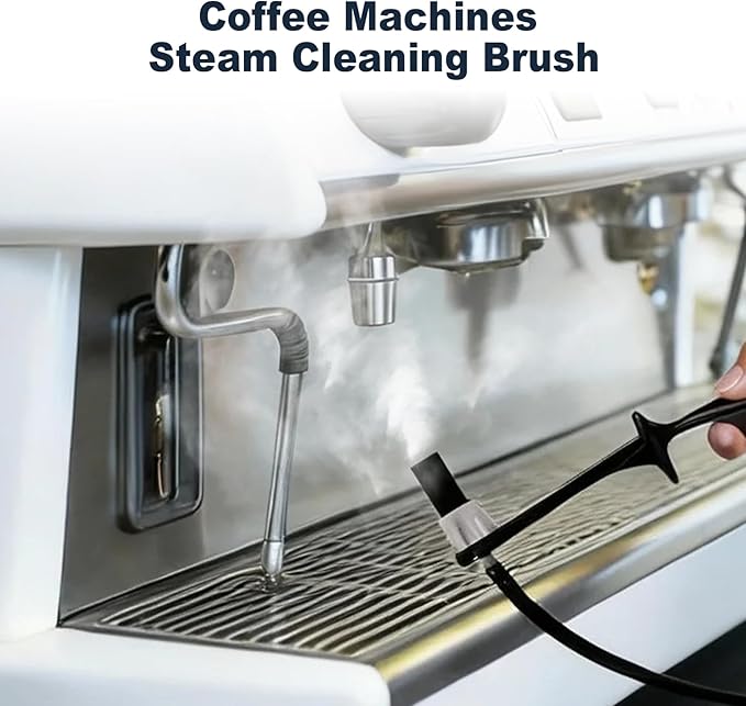 Coffee Machines Steam Cleaning Brush,Featuring a Scoop-Shaped end and Removable Heat-Resistant Brush Head, Steam Wand Descaling and Cleaning Tool Suitable for Espresso Machines