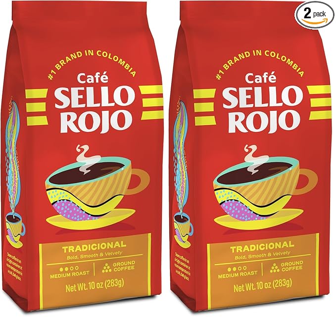 Café Sello Rojo Premium Colombian Coffee | Medium Roast Premium Ground Coffee Bricks | Café de Colombia | 8.8 Ounce (Pack of 2)