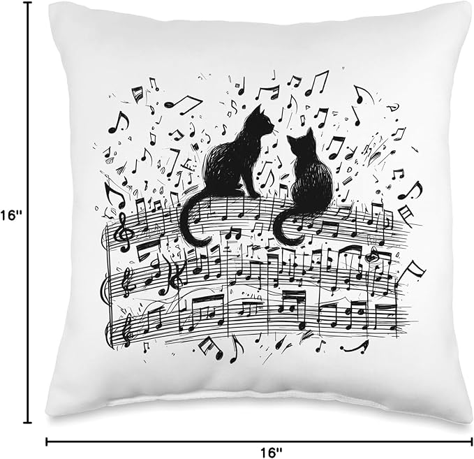 Cat Sheet Music Cute Animals Classic Musician Player Funny Throw Pillow