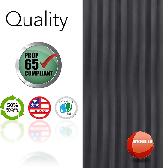 RESILIA Black V-Groove Utility Runner - Waterproof Vinyl Floor/Surface Protector, Heavy Duty Mats, Indoor Hardwood, Hard Floors, Garage, Hallway, Entryway, Kitchen, & Outdoor, 36” x 25’, Made in USA
