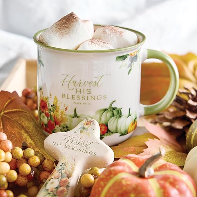 Faithworks Christian Gifts - Inspirational Thanksgiving Ceramic Coffee Mug/Cup, Holds 13.5 Fluid Ounces, Harvest His Blessing