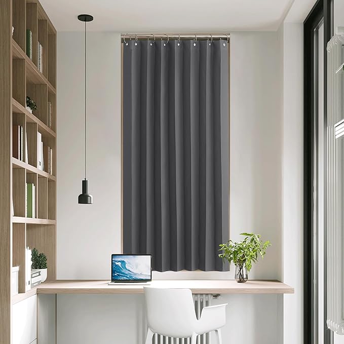 NICETOWN Door Blinds Short Window Curtains Blackout - Privacy Energy Saving Curtains for Bedroom Bathroom Basement Living Room Kitchen, Accordion Door Shade, W38 x L50 inches, Grey, 1 Panel