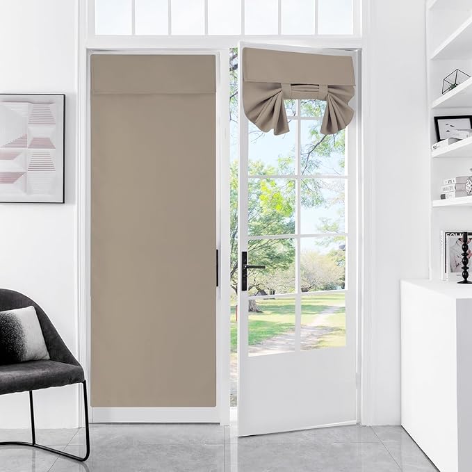 WdFour French Door Curtain - Blackout Thermal Insulated Door & Window Cover for Front/Side Doors - Noise Reducing & Energy Saving - Mocha, 34x70 Inches, 1 Panel