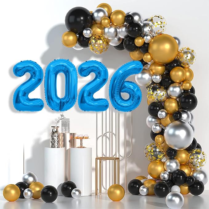 2026 Balloons, 40 inch 2026 Blue Number Balloons, 2026 Happy New Years Decorations, Large Foil Balloons Number for New Years Eve Party Supplies 2026, Class of 2026 Graduation Decorations