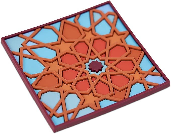 Images d'Orient Coaster Moucharabieh M3 9x9cm PVC 50g Washable Shatterproof Heat Resistant Compatible with Most Cookware