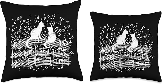 Cat Sheet Music Cute Animals Classic Musician Player Funny Throw Pillow