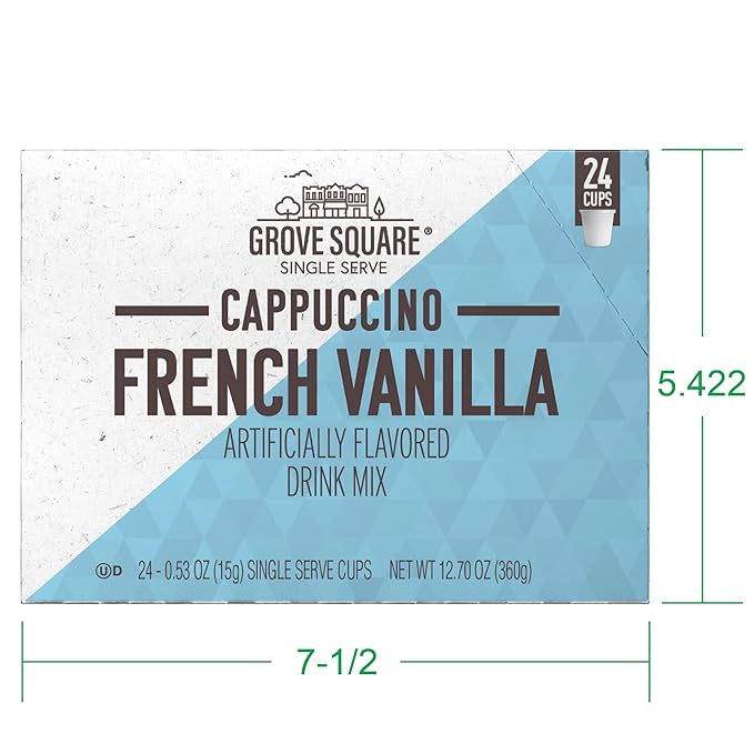 Grove Square Cappuccino Pods, French Vanilla, Single Serve , 24 Count (Pack of 1)