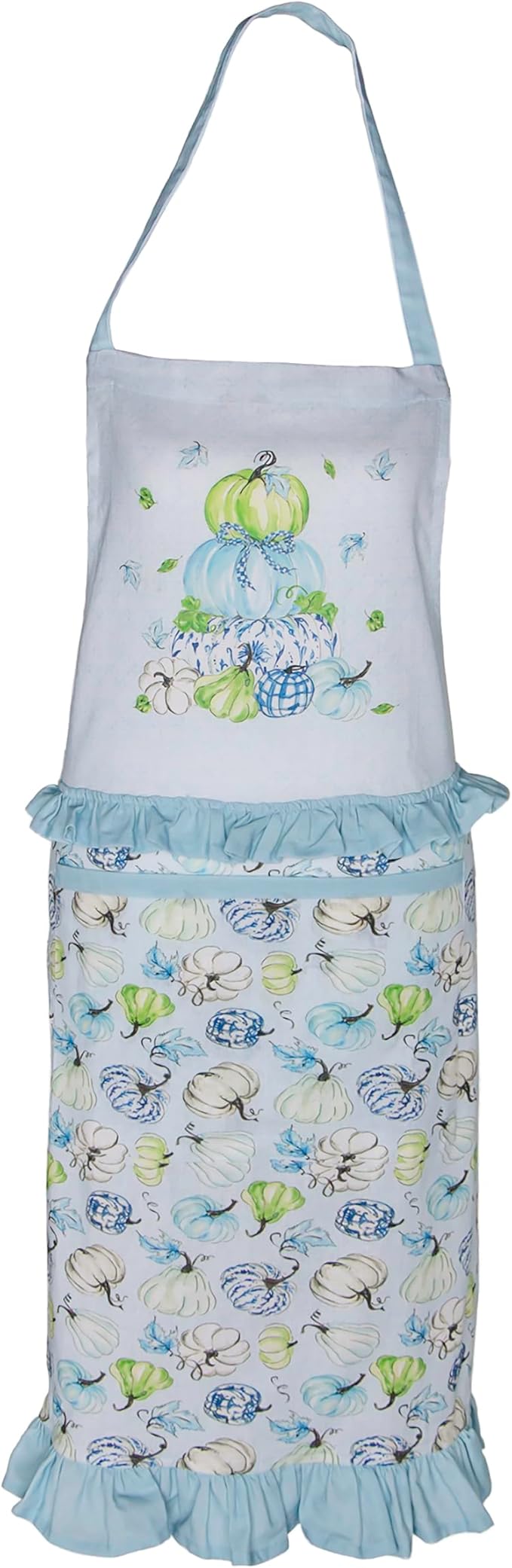 Boston International Apron with Front Pocket Premium Cotton Kitchen Cooking Baking Chef Gifts Aprons, One Size Fits Most Adults, Blue Chinoiserie