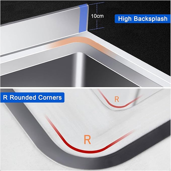 Portable Commercial Stainless Steel Sink, 90cm H Garden Sink Single Trough with Taps and Legs Kitchen Sink for Outdoor Indoor, Easy to Clean & Install