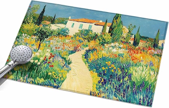 Area Rug 2x3ft, Pastoral Floral Pink Yellow Flower Green Leaves Washable Rugs for Living Room Bedroom, Farm Plants Soft Non-Slip Area Rugs Rectangle Floor Carpet for Dining Room