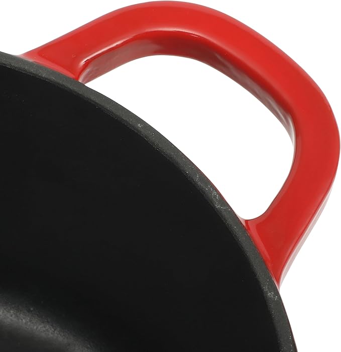 Crock Pot Artisan 3-Quart Round Cast Iron Dutch Oven With Oven Safe Borasilicate Lid - Red