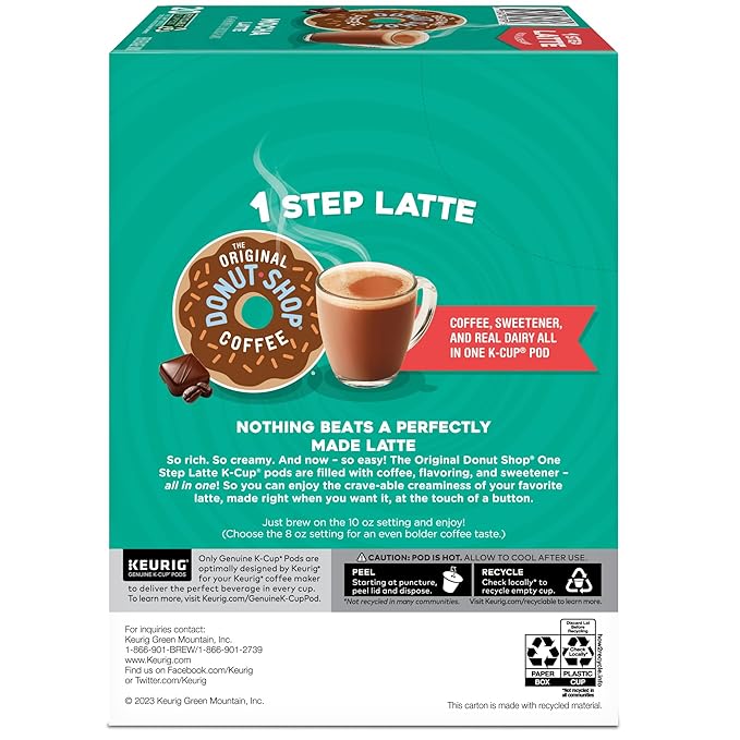 The Original Donut Shop Mocha One-Step Latte, Single Serve Coffee K-Cup Pod, Flavored Coffee, 20 Count (Pack of 2)