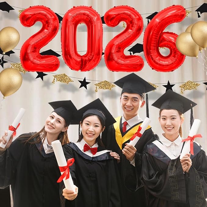 2026 Balloons, 2026 Balloon Numbers 40 Inch Graduation Balloons Class Of 2026 Red Balloons, New Years Balloon, 2026 Graduation Balloon Decorations Class Of 2026 Grade Party Decorations