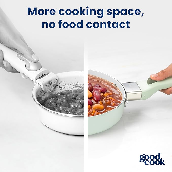 GoodCook Removable Handle – Replacement for Good Cook Removable Handle Ceramic Cookware Set, Detachable, Secure Click-On Heat-Resistant, Durable & Easy to Attach, 1-Piece, Sage Green