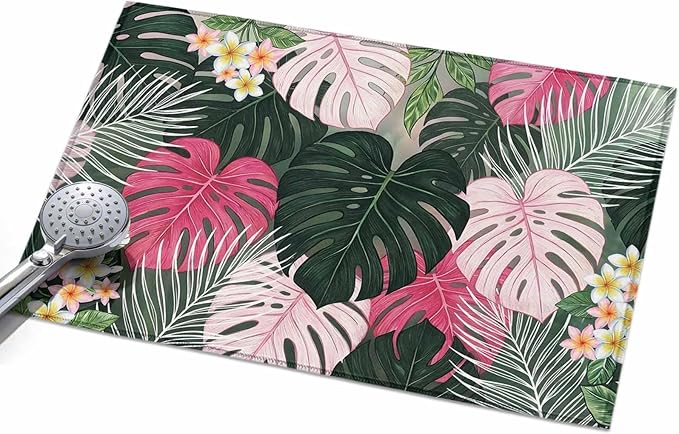 Area Rug 2x3ft, Summer Watercolor Pink Green Leaf Washable Rugs for Living Room Bedroom, Tropical Flower Leaves Plant Soft Non-Slip Area Rugs Rectangle Floor Carpet for Dining Room