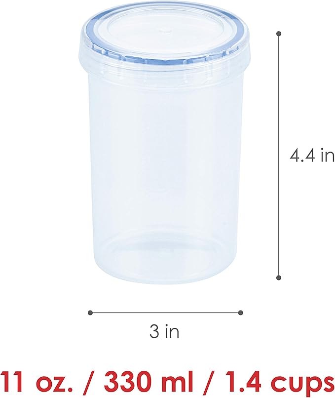LOCK & LOCK Easy Essentials Twist Food Storage lids/Airtight containers, BPA Free, Tall-11 oz-for Nuts, Clear
