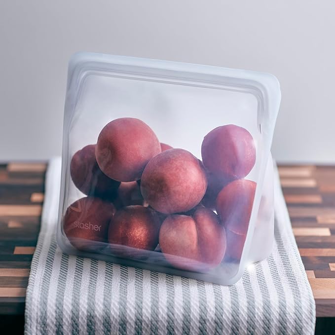 Stasher Silicone Reusable Storage Bag, Stand-Up Mega Bag, Reusable Freezer Bags, Microwave, Dishwasher, Oven Safe, Sous Vide, Premium Lunch Container, Eco Friendly, Food Storage Bags, 104 oz, Clear | Reusable Food Bag