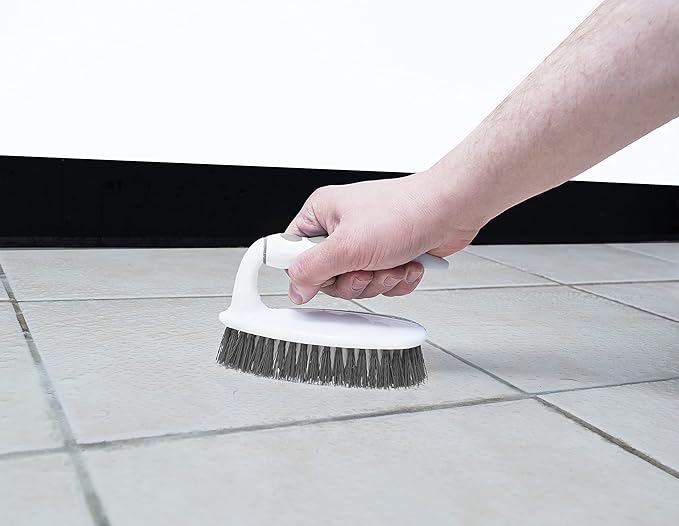 Superio Cleaning Scrub Brush with Stiff Bristles and Comfort Grip Handle, Grey 2 Pack Heavy-Duty Household Utility Scrubber for Kitchen, Bathroom, Shower, Sink, Toilet